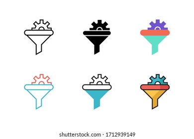 funnel analytic icon vector illustration with different style design. isolated on white background