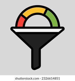 Icono de análisis de embudo en estilo de línea rellena, uso para presentación de aplicaciones móviles del sitio web