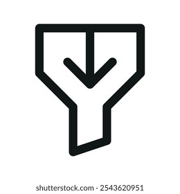 Icono de la interfaz de usuario de la flecha del embudo, símbolo del Vector de la interfaz de usuario de la línea simple del flujo del embudo