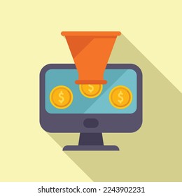 Funnel audience icon flat vector. Strategy monetize. Social media