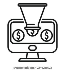 Funnel audience icon outline vector. Strategy monetize. Social media