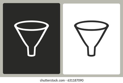 Funnel - black and white vector icons. Illustration isolated for graphic and web design.