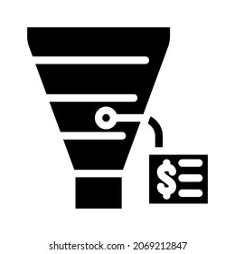 Funnel Business Intelligence Filtrationssystem glyph Symbol Vektor. Funnel Business Intelligence Filtrationssystem Zeichen. isoliertes Kontursymbol
