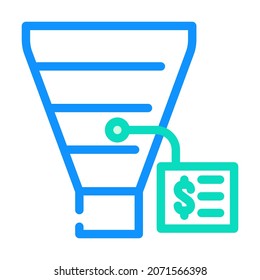 el embudo del sistema de filtración de inteligencia de negocios, vector de color. señal del sistema de filtración de inteligencia de negocios de embudo. ilustración de símbolo aislado