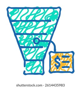 funnel business intelligence filtration system doodle icon sketch vector. funnel business intelligence filtration system sign. isolated symbol illustration