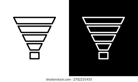 Diseño de conjunto de iconos blancos de gráfico de embudo