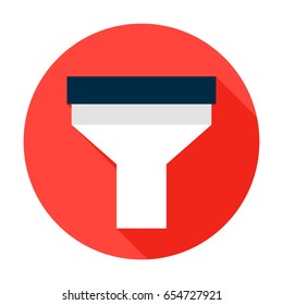 Funnel Circle Icon. Vector Illustration Flat Style Item with Long Shadow. Data Filter.