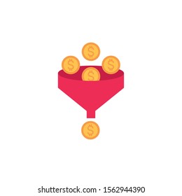 funnel coins falling money flat image vector illustration