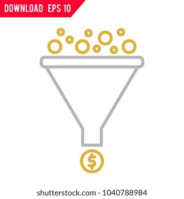 Funnel with coins vector icon