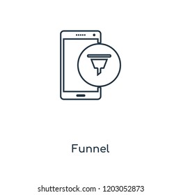 Funnel concept line icon. Linear Funnel concept outline symbol design. This simple element illustration can be used for web and mobile UI/UX.
