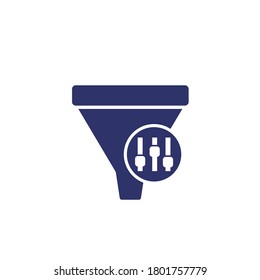 funnel with controls icon on white