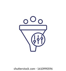 funnel with controls, line icon