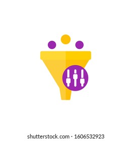 funnel with controls, vector icon