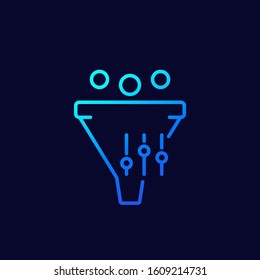 funnel with controls vector line icon