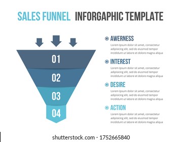 Funnel diagram with 4 elements, infographic template for web, business, presentations, vector eps10 illustration