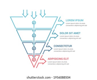 Funnel diagram with 4 elements, infographic template for web, business, presentations, vector eps10 illustration