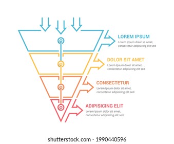 Funnel diagram with 4 elements, infographic template for web, business, presentations, vector eps10 illustration