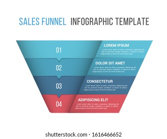 Funnel diagram, 4 segments, infographic template for web, business, presentations, vector eps10 illustration