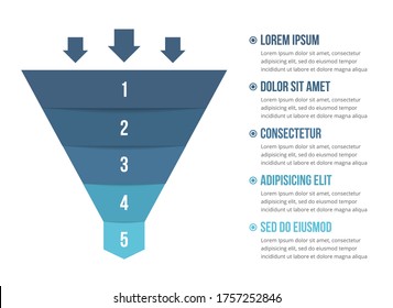 Funnel Diagram 5 Elements Infographic Template Stock Vector (Royalty ...