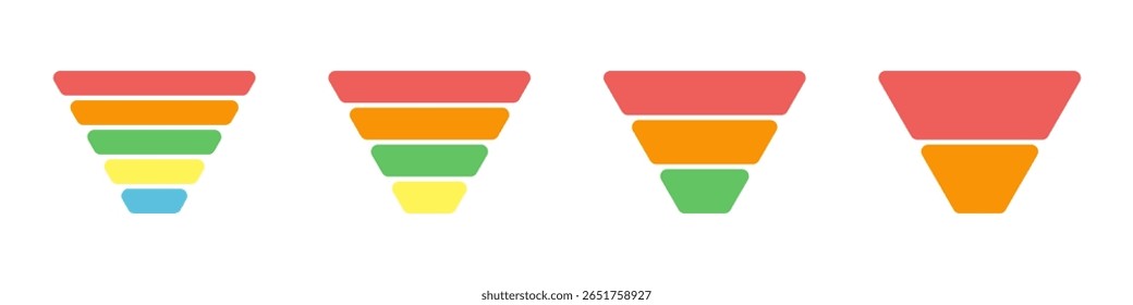Conjunto de iconos de Plantilla de diagrama de embudo