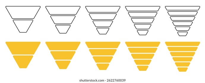 Modelo de diagrama de funil. Infográfico de marketing de venda. 