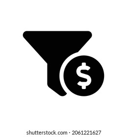 funnel dollar Icon. Flat style design isolated on white background. Vector illustration