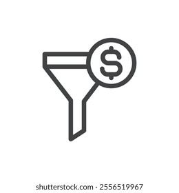 Funnel with dollar sign icon Vector logo outline