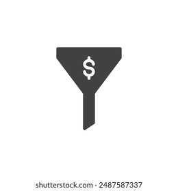 Funnel with dollar sign vector icon. filled flat sign for mobile concept and web design. Conversion Rate Optimization glyph icon. Symbol, logo illustration. Vector graphics