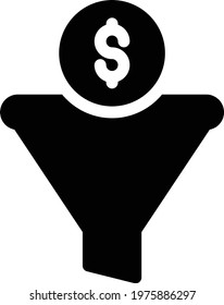 funnel dollar vector glyph flat icon