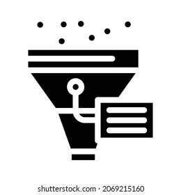 vector de icono de glifo de ciencia de datos de filtro de embudo. signo de ciencia de datos del filtro de embudo. símbolo de contorno aislado ilustración negra