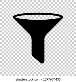 funnel or filter icon. Black symbol on transparent background