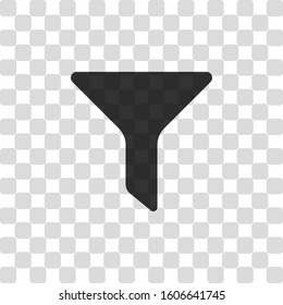 funnel or filter icon. Black symbol on transparency grid