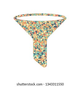 funnel or filter icon. Colored mosaic with polygons