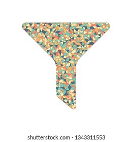 funnel or filter icon. Colored mosaic with polygons