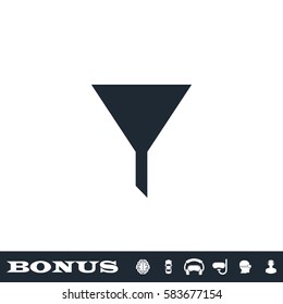 Funnel filter icon flat. Black pictogram on white background. Vector illustration symbol and bonus button