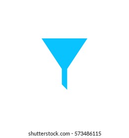 Funnel filter icon flat. Blue pictogram on white background. Vector illustration symbol