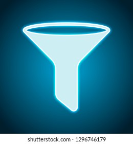 funnel or filter icon. Neon style. Light decoration icon. Bright electric symbol