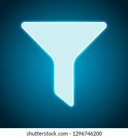 funnel or filter icon. Neon style. Light decoration icon. Bright electric symbol