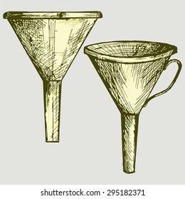 Funnel filter icon. The object is used at home and in industry. Vector Image