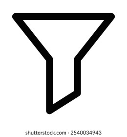 Embudo o icono de Filtrar en un diseño de contorno simple. Representa las opciones de filtrado, ordenación o procesamiento de datos. Ilustración vectorial. Trazo editable.