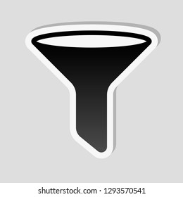 funnel or filter icon. Sticker style with white border and simple shadow on gray background