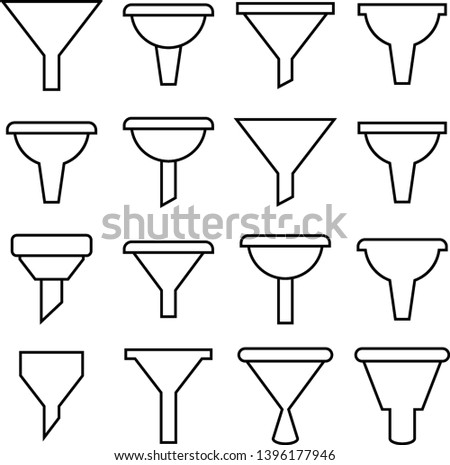 funnel and filter icons set line design