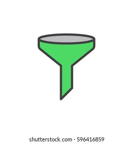 Funnel, filter line icon, filled outline vector sign, linear colorful pictogram isolated on white. Symbol, logo illustration. Editable stroke. Pixel perfect