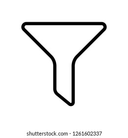 funnel or filter, linear outline icon. Black icon on white background