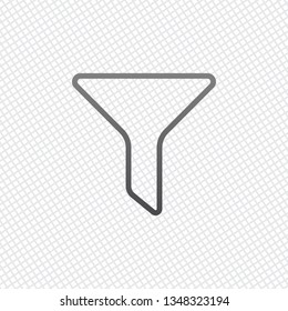 funnel or filter, linear outline icon. On grid background