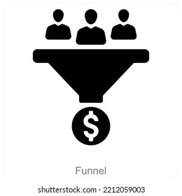 Funnel and Filter Money icon concept