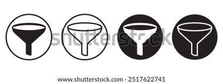 Funnel , filter silhouette and line icon. Funnel icon, vector.  Funnel outline and filled vector sign. Filtering icons vector illustration.