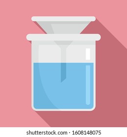 Funnel in flask icon. Flat illustration of funnel in flask vector icon for web design