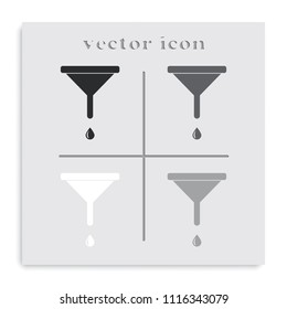 Funnel flat black and white vector icon.