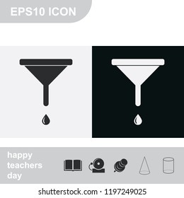Funnel flat black and white vector icon.